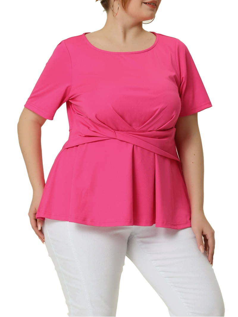 売れ筋商品|||エロクイ カットソー トップス レディース Women's Plus Size Flare Sleeve Peplum Top Forest biome Flare Sleeve Peplum Top | Dia & Co