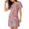 thumbnail image 2 of Xecao Flamingos for Women's Loose Nightgown Sleepwear Short Sleeves Shirt Casual Print Sleepdress, 2 of 6