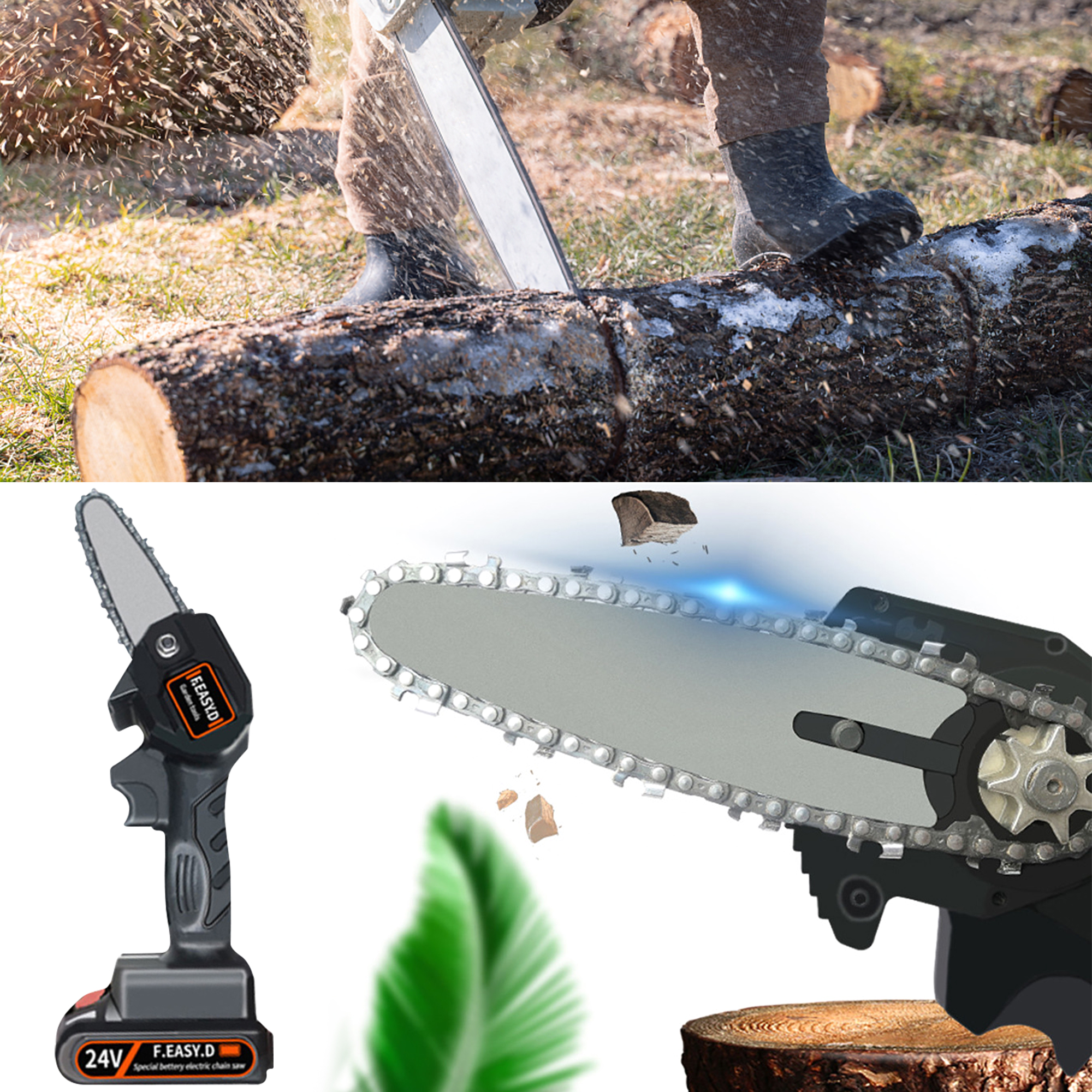 4 inch Portable Electirc Power Saw for Tree, Size: Black