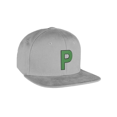 Flexfit Classic Flat Bill Visor Custom A to Z Initial Letter, Gray Cap Bk Green