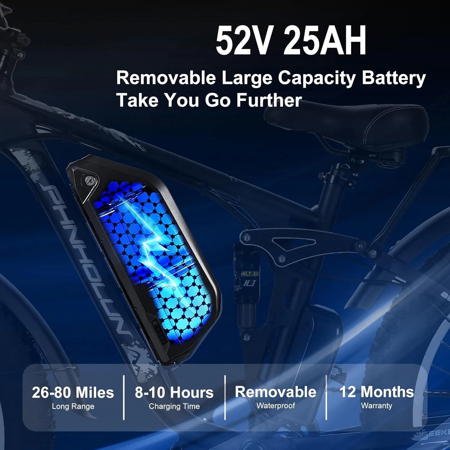 TUTTIO seeker24 Electric Mountain Bike for Adults, Dual Motor 24‘’ Electric Mountain Bicycle 52V 25AH Battery, Full Suspension Ebikes Off-Road Mountain Snow,UL2849