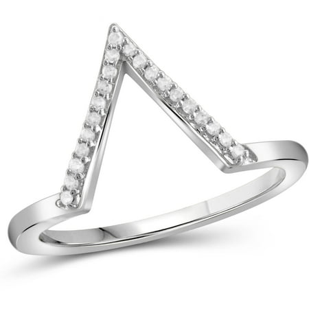 JewelersClub White Diamond Accent Sterling Silver Triangle Shape Open Ring