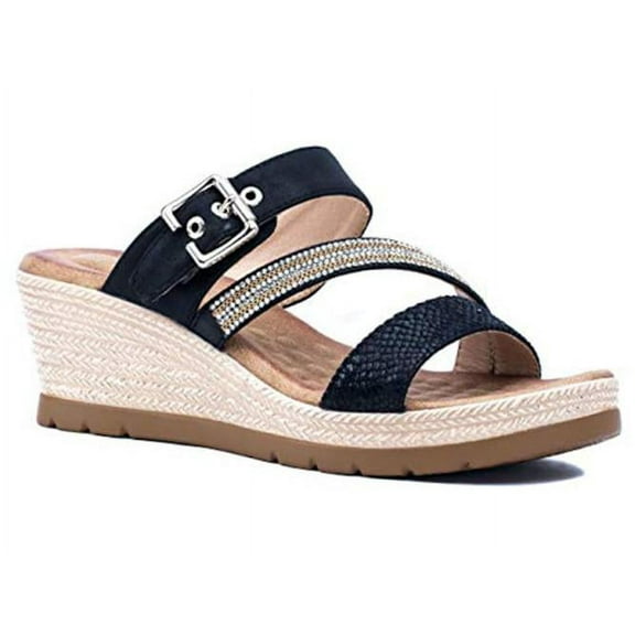 Gc Shoes Women's Monica Memory Foam Bling Slide Wedge Sandal