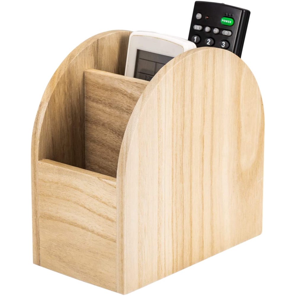 Remote Control Holder, Coffee Table Decor 3 Slot Wooden Desktop Office