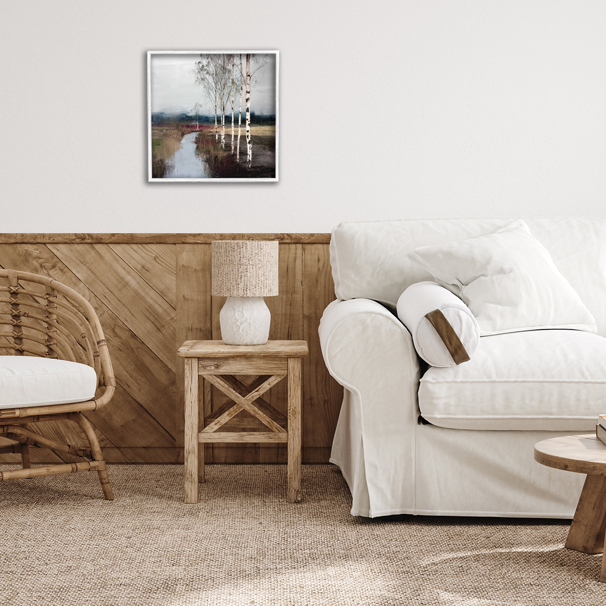 Stupell Industries Birch Creek River White Framed Giclee Art, design by Kim Curinga