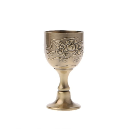 

Vintage Handmade Wine Cup Copper Engraving Flower Pattern Small Liquor Goblet
