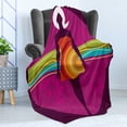 thumbnail image 4 of Youth Soft Flannel Fleece Throw Blanket, Young Beauty in an Abstract Dress on Big Pink Dots Wavy Striped Border and Flowers, Cozy Plush for Indoor and Outdoor Use, 60" x 80", Multicolor, by Ambesonne, 4 of 5