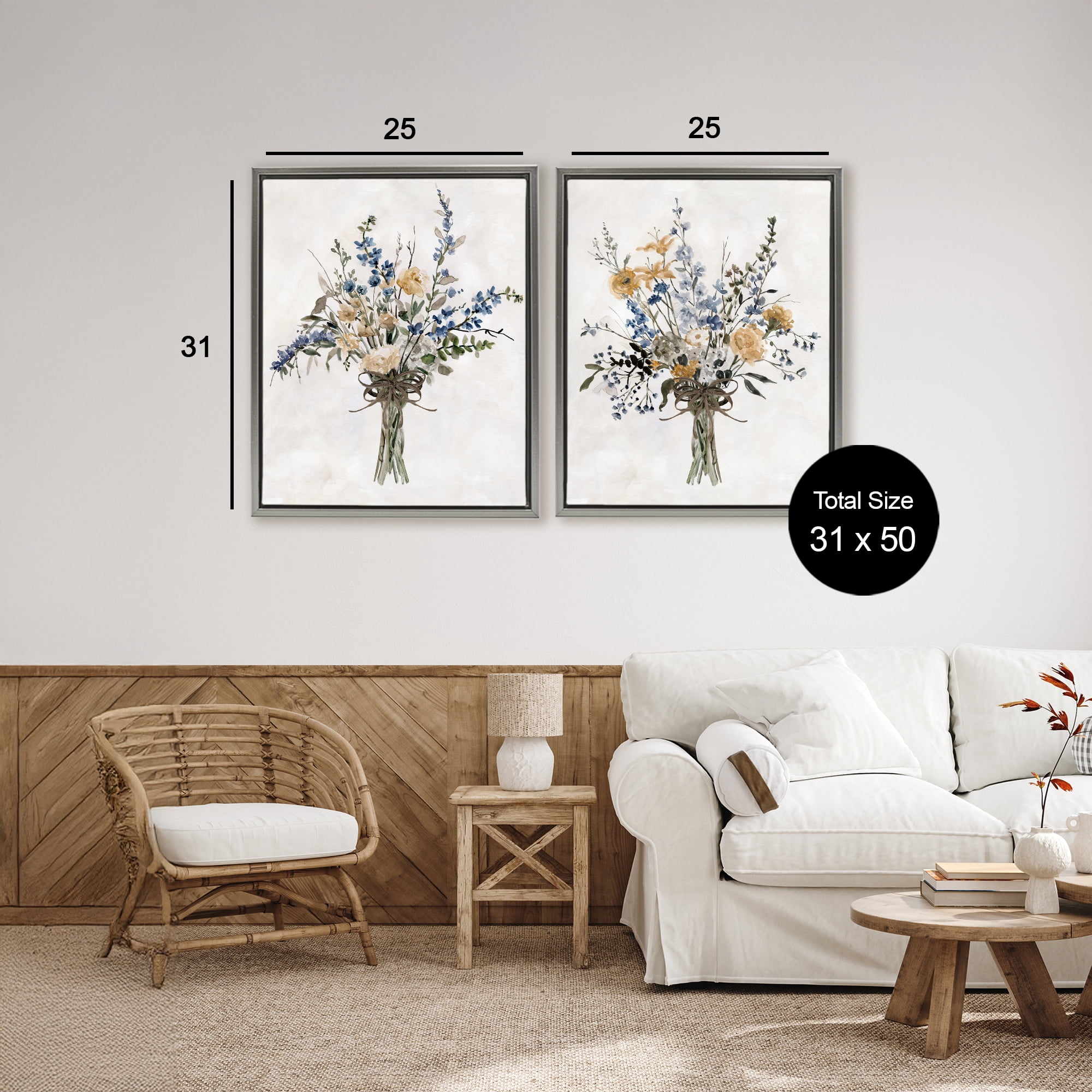 Stupell Industries Bushels of Herbs 2 Piece Gray Framed Floater Canvas Set, design by Carol Robinson