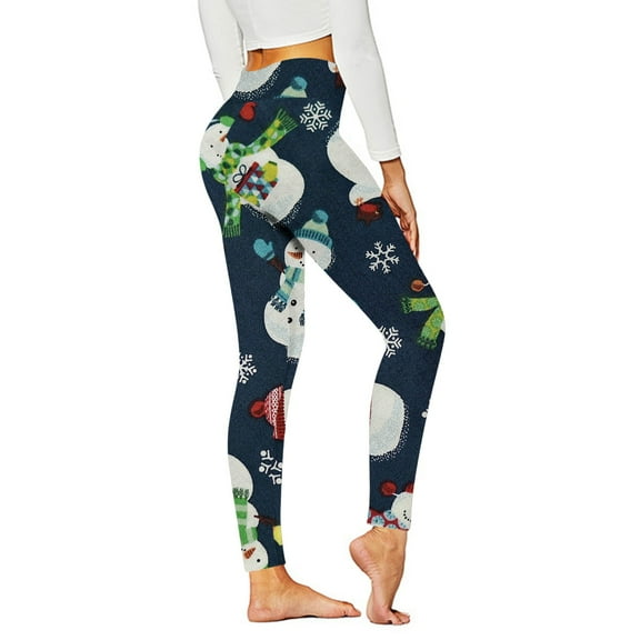 Luxalzxs Workout Leggings for Women Plus Size Christmas Print Tummy Control Tights Stretchy Seamless Yoga Pants Biker Leggings