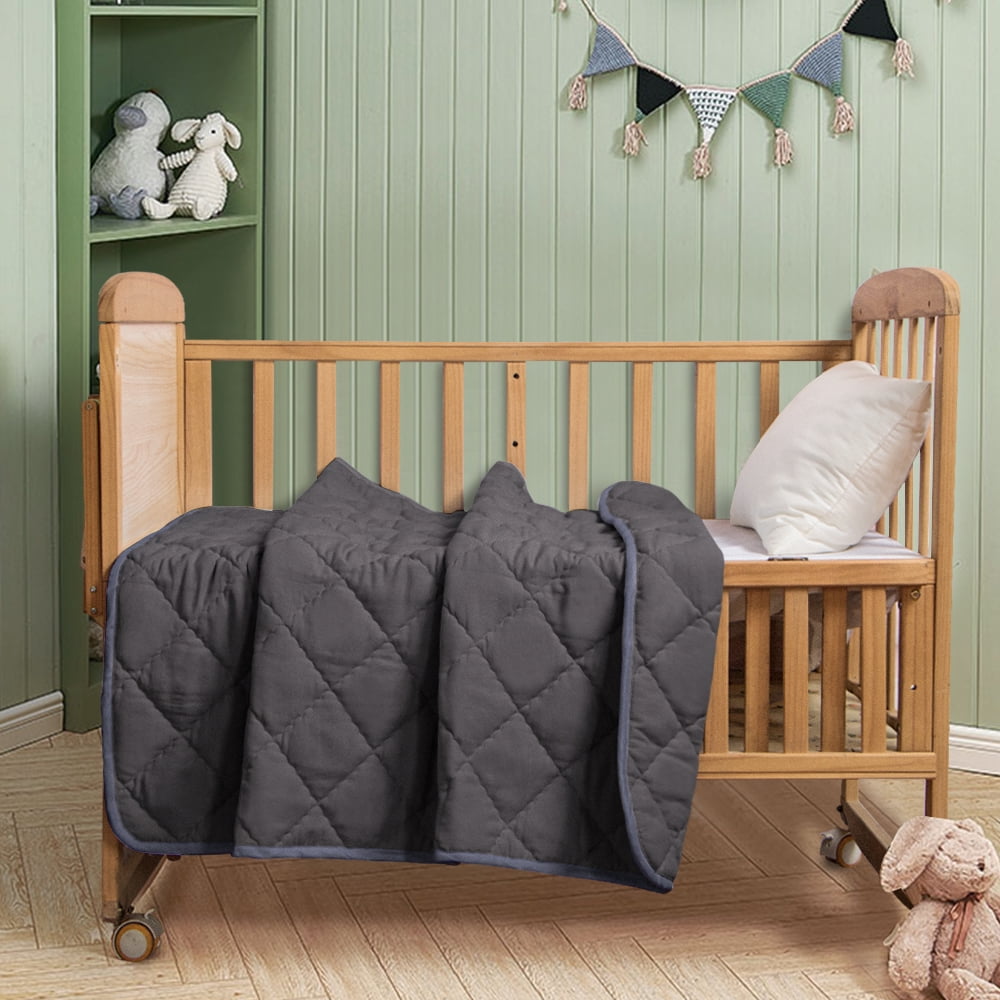 Flxxie Microfiber Ultra Soft Toddler Comforter, Warm Kids Crib Quilted Blanket, Dark Gray, 43"x60"