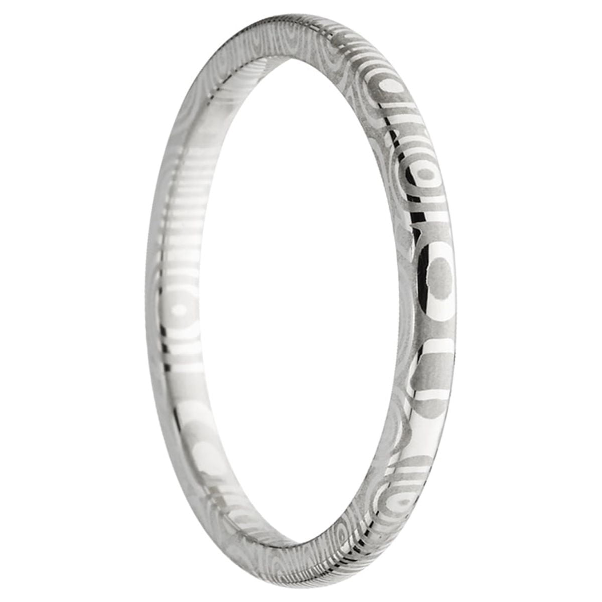 2mm Half Round Damascus Steel Ring
