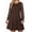 Dresses-114Brown, variant on Dresses for Women Crew Neck Long Sleeve Lace Sleeve Swing Mini Dress Glitter Star Print Casual A-Line Party Dress for Holiday Wedding Guest Wine S