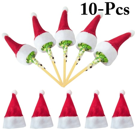 Coxeer 10PCS Mini Christmas Hats Mini Santa Claus Hats Christmas Party Supplies Decor for Lollipop (Best Christmas Party Hats)