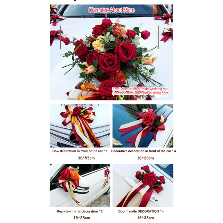 MoreChioce Car Front Flowers Wedding Car Decoration Simulation