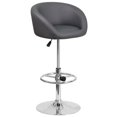 thumbnail image 1 of Contemporary Charcoal Fabric Adjustable Height Barstool with Barrel Back and Chrome Base, 1 of 8