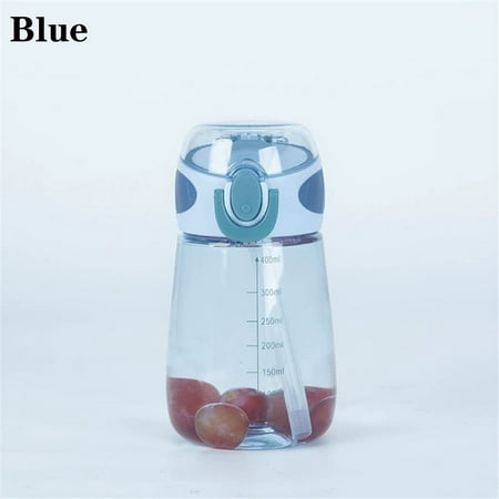 

400ML Gym With Flip Straw Travel Sports Bottle Drinking Bottles Water Cup Leakproof BLUE
