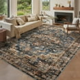thumbnail image 2 of Garvee 8'x10' Vintage Area Rug Retro Oriental Indoor Carpet with Non Slip Backing, Washable Rug Distressed Foldable Floor Mats for Living Room Bedroom Dining Room, Blue Brown, 2 of 8