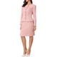 thumbnail image 4 of Conjunto de traje INSPIRE CHIC para mujeres, atuendos de 2 piezas, chaqueta sin cuello de tweed con peplum y conjuntos de falda M en rosa, 4 of 5