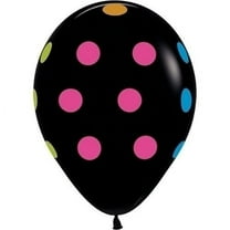 25 NEON UV Black Polka Dots 11" Glow Blacklight Reactive Party Latex Balloons