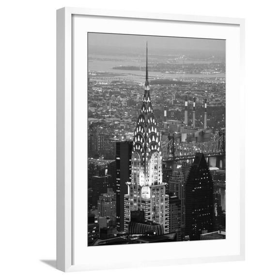 Art.com Night Chrysler Photographic Print by Chris Bliss, White Frame Wall Art, 23" x 29"