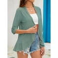 thumbnail image 4 of Summer Cardigan for Women Spring Netted Knit Ruffle Half Sleeve Cover Ups Dark Green XL, 4 of 9