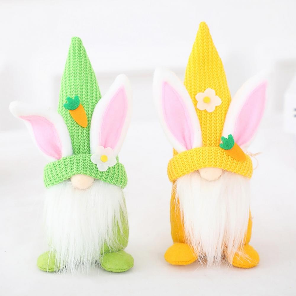 2PACK Easter Bunny Gnomes Spring Gifts Decor, Elf Dwarf Ornaments Valentine Gnome Plush Handmade Gifts for Valentine's Day - image 1 of 10
