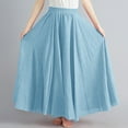 thumbnail image 6 of Npasoilc Linen Skirts for Women Summer Plus Size Elastic High Waist Pleated Draping Flowy Hem Solid Color Casual Loose Ankle-Length Skirt, 6 of 6