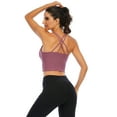 thumbnail image 3 of Women's Cross Back Sport Bras Padded Strappy Cropped Bras Activewear Padded Camisole for Yoga Workout Fitness, 3 of 8