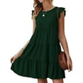 thumbnail image 1 of Lucakuins Mujeres Casual Plisado Vestido Corto, Adultos Primavera Color Sólido Cuello Redondo Manga Corta Mini Vestido Lucakuins moda, 1 of 9