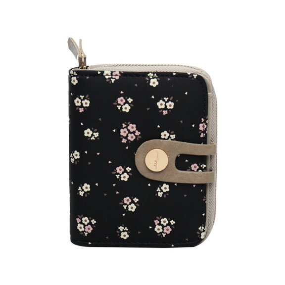 Toystoory Cartera corta de flores para mujer, monedero de cuero PU, cremallera, tarjetero, monedero Mochilas de mochilero