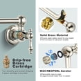 thumbnail image 2 of Wowow Wall Mounted Pot Filler with 2-Handles Double Joint Swing Arm in Polished Nickel, 2 of 5