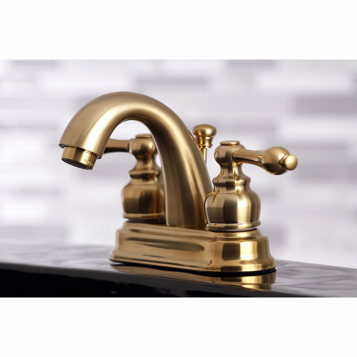 Kingston Brass KB5617AL Restoration 4 in. Centerset Bathroom Faucet, Brushed Brass