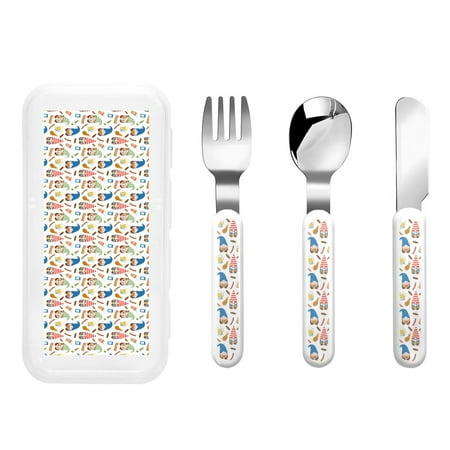 

Rateoe Barbecue Gnomes for Stainless Steel Kids Silverware Set - Child and Toddler Safe Flatware - Children s Knife Fork And Spoon Set