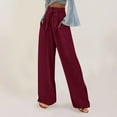 thumbnail image 2 of Ediodpoh Womens Casual Solid Color Loose Pockets Elastic Belt Waist Pants Long Trousers Pants for Women S, 2 of 6