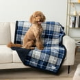 thumbnail image 4 of PetAmi Waterproof Dog Blanket for Small Medium Dog Puppy Cat Throw for Couch Cover Leakproof Protection, Sherpa Fleece, Reversible Soft Washable 29x40 Plaid Navy Blue, 4 of 9