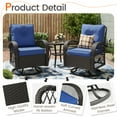thumbnail image 6 of MRUAKA 3 Pieces Patio Furniture Set, Outdoor Swivel Gliders Rocker, Wicker Patio Bistro Set with Rattan Rocking Chair, Glass Top Side Table and Thickened Cushions for Porch Deck Backyard(Blue), 6 of 7