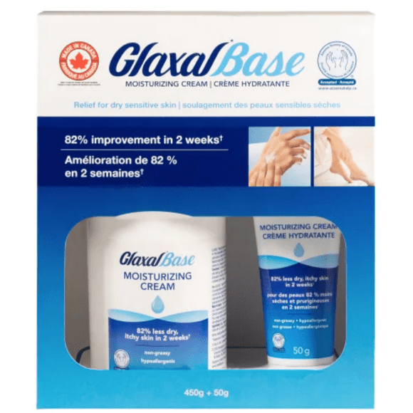 Glaxal Base Moisturizing Cream, 450 g + 50 g Travel Size