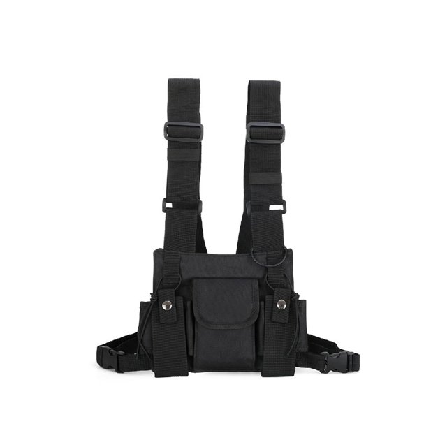 Sólido Pecho Cintura Funcional Unisex Nylon Chaleco Cross Hombro Bolsos (S)