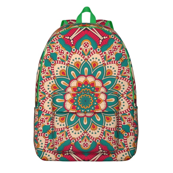 Functional Fashion Boho Mandala Floral Backpack, Large Capacity Bookbag for School College with Laptop Sleeve, Everyday Use, Ideal Gift