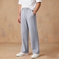 thumbnail image 2 of WhouRiu Boys Casual Jogger Pants Solid Color Drawstring Waist Baggy Wide Leg Sweatpants Kids Comfortable Cute Trousers With Pockets,5-6 Years, 2 of 7