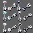 thumbnail image 3 of 12 piezas de acero inoxidable gema de cristal Zircon Helix Lip Tragus Bar Stud Pendientes 16g Zulema  Acero inoxidable Tragus Barbell, 3 of 8