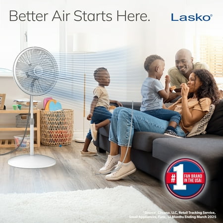 Lasko Elegance and Performance 18" 3-Speed Oscillating Pedestal Fan, White, 1820