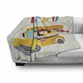 thumbnail image 3 of School Bus Soft Flannel Fleece Throw Blanket, Welcome Back Typography Children Looking out on Their Way to Learning Cartoon, Cozy Plush for Indoor and Outdoor Use, 60" x 80", Multicolor, by Ambesonne, 3 of 6