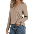 thumbnail image 4 of Womens Long Sleeve Shirts Casual V-Neck Button Blouses Tops Solid Color Lightweight Basic Loose Pullover Fall Winter Sweatshirts 2025 Clothes, 4 of 6