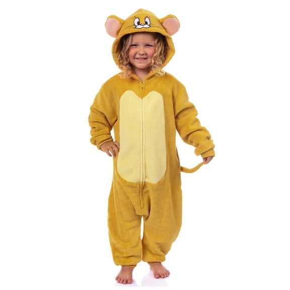 Tom and Jerry Union Suit Jerry the Mouse Toddler Kids Kigurumi Hooded One Piece Pajama for Boys Girls
