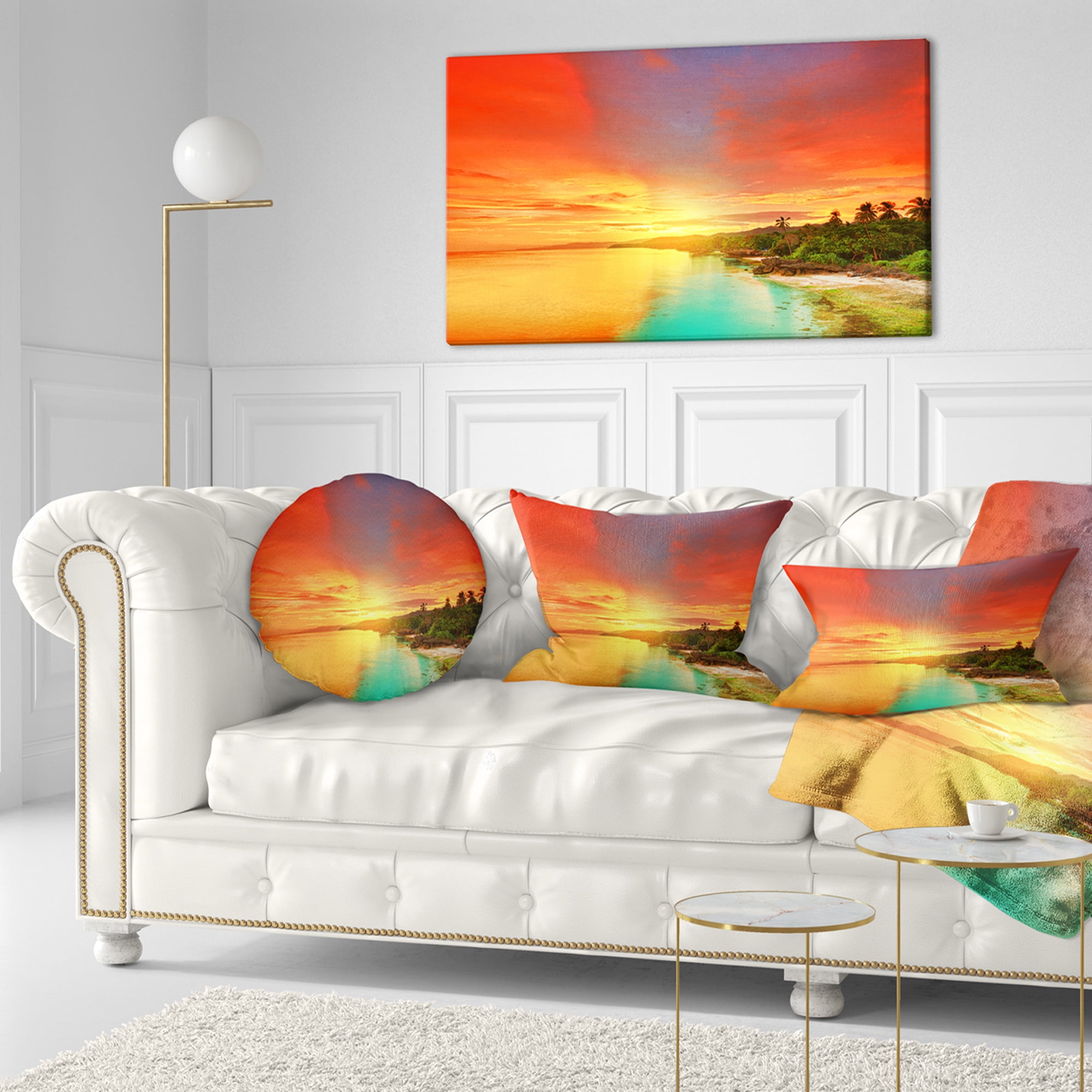 Designart Beautiful Coastline in Philippines - Seascape Throw Pillow - 12x20