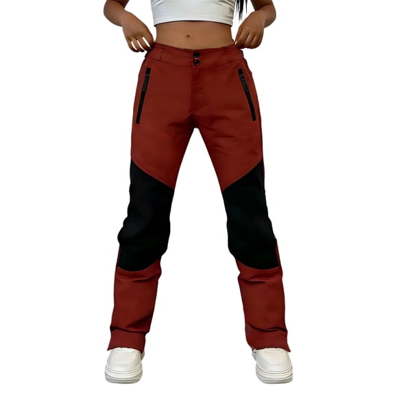 RYRJJ Women's Hiking Cargo Pants Quick Dry Lightweight Work Outdoor Pants High Waisted Travel Camping Trousers with Zipper Pockets(Red,XL)
