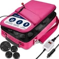 thumbnail image 1 of Portable Massage Stone Warmer Set - Electric Spa Hot Stones Massager and Heater Kit with 6 Large and 6 Small Round Shaped Basalt Massaging Rocks, Digital Controller Heating Bag, Pink, 1 of 5