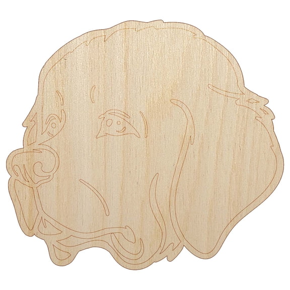 Newfoundland Dog Head Wood Shape Unfinished Piece Cutout Craft DIY Projects - 4.70 Inch Size - 1/8 Inch Thick