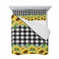 thumbnail image 7 of Quilts Twin-XL Size Bedding Set, Summer Sunflowers Lightweight Quilted Comforter, Rustic Botanical Flowers Black Plaid Soft Reversible Bedspread Coverlet with Pillow Covers for All Season, 68" x 98", 7 of 7